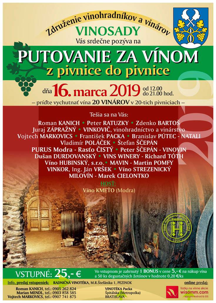 PUTOVANIE ZA VÍNOM z pivnice do pivnice (16.3.2019)