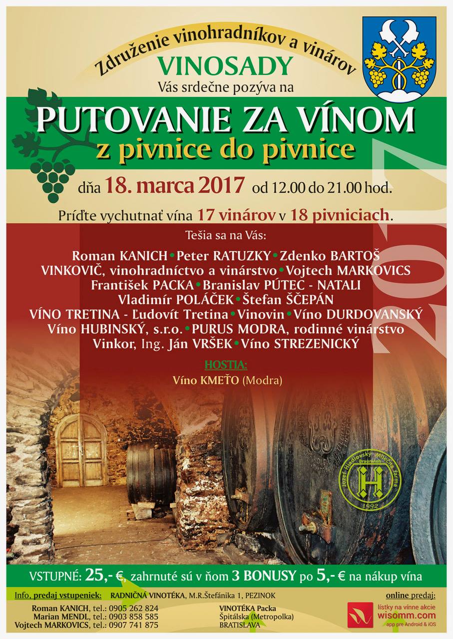 PUTOVANIE ZA VÍNOM - Vinosady (18.3.2017)
