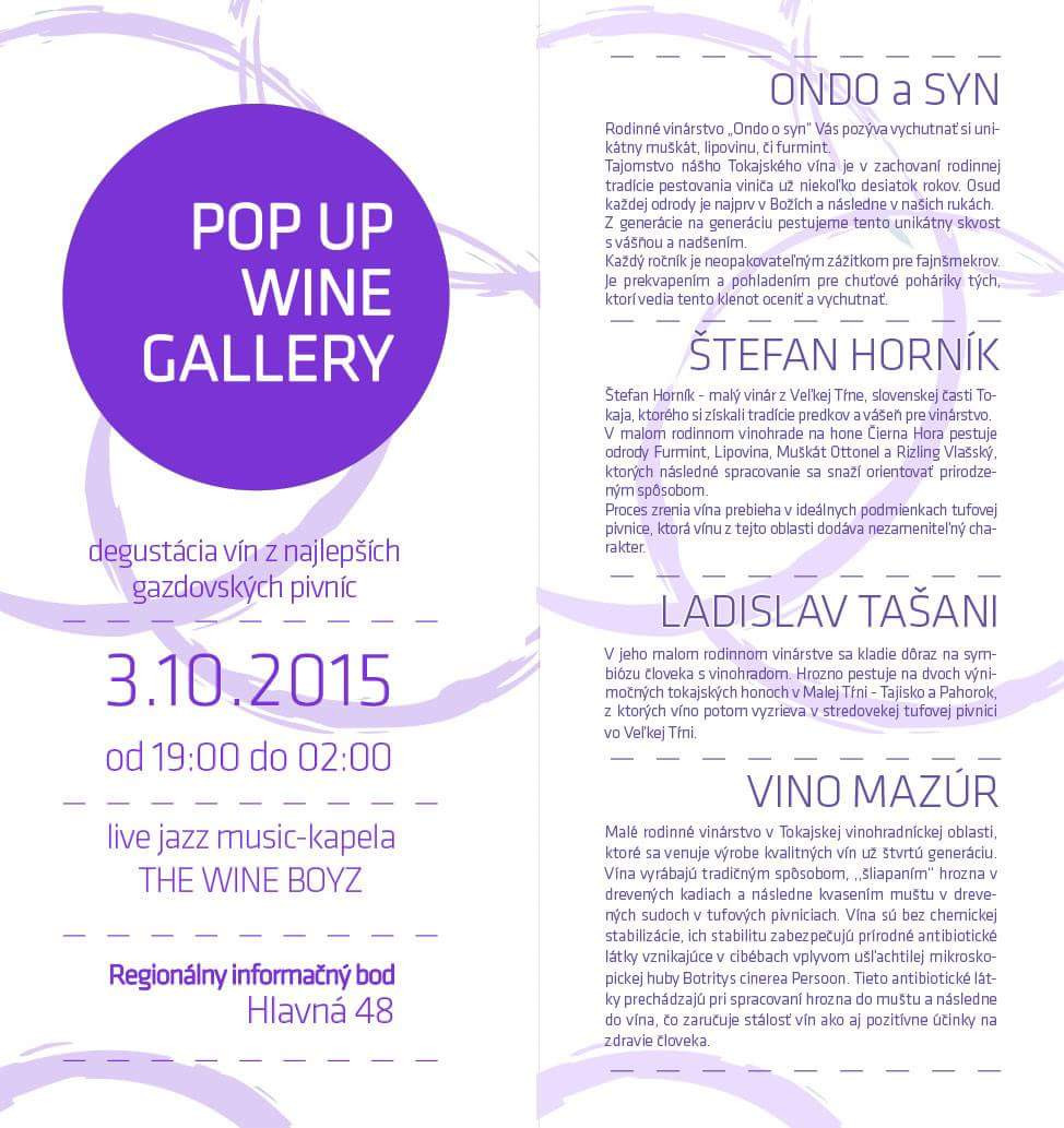 POP UP WINE GALLERY Košice (3.10.2015)