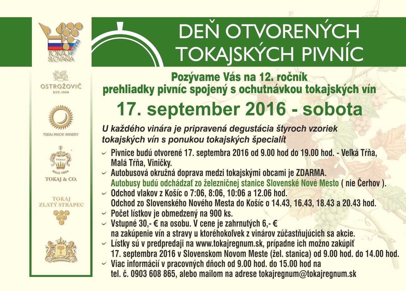 Deň otvorených tokajských pivníc (17.9.2016)