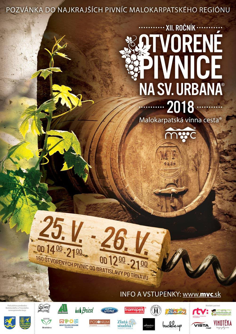 Otvorené pivnice na sv. Urbana® 2018 (25.-26.5.2018)