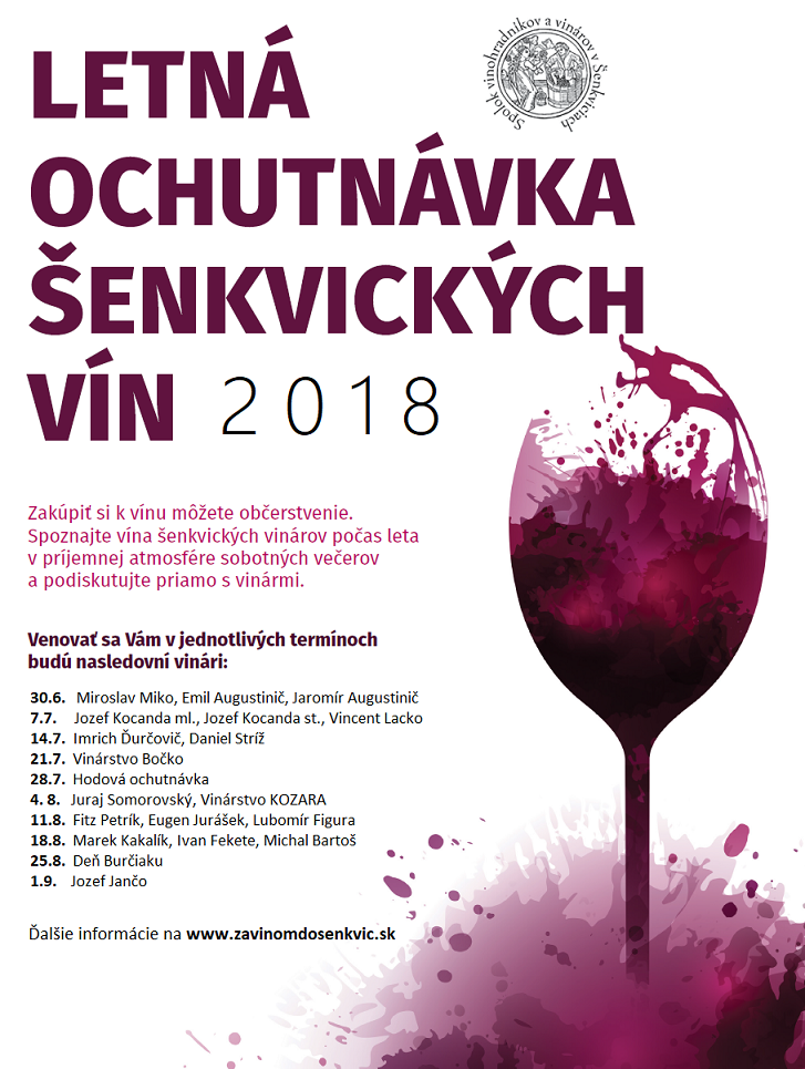 Letné ochutnávky šenkvických vinárov 2018