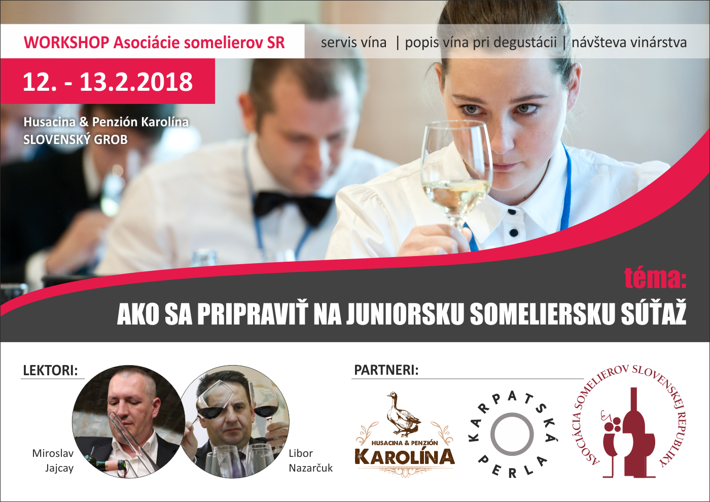 Pozvánka na WORKSHOP pre somelierov-juniorov (12.–13.2.2018)